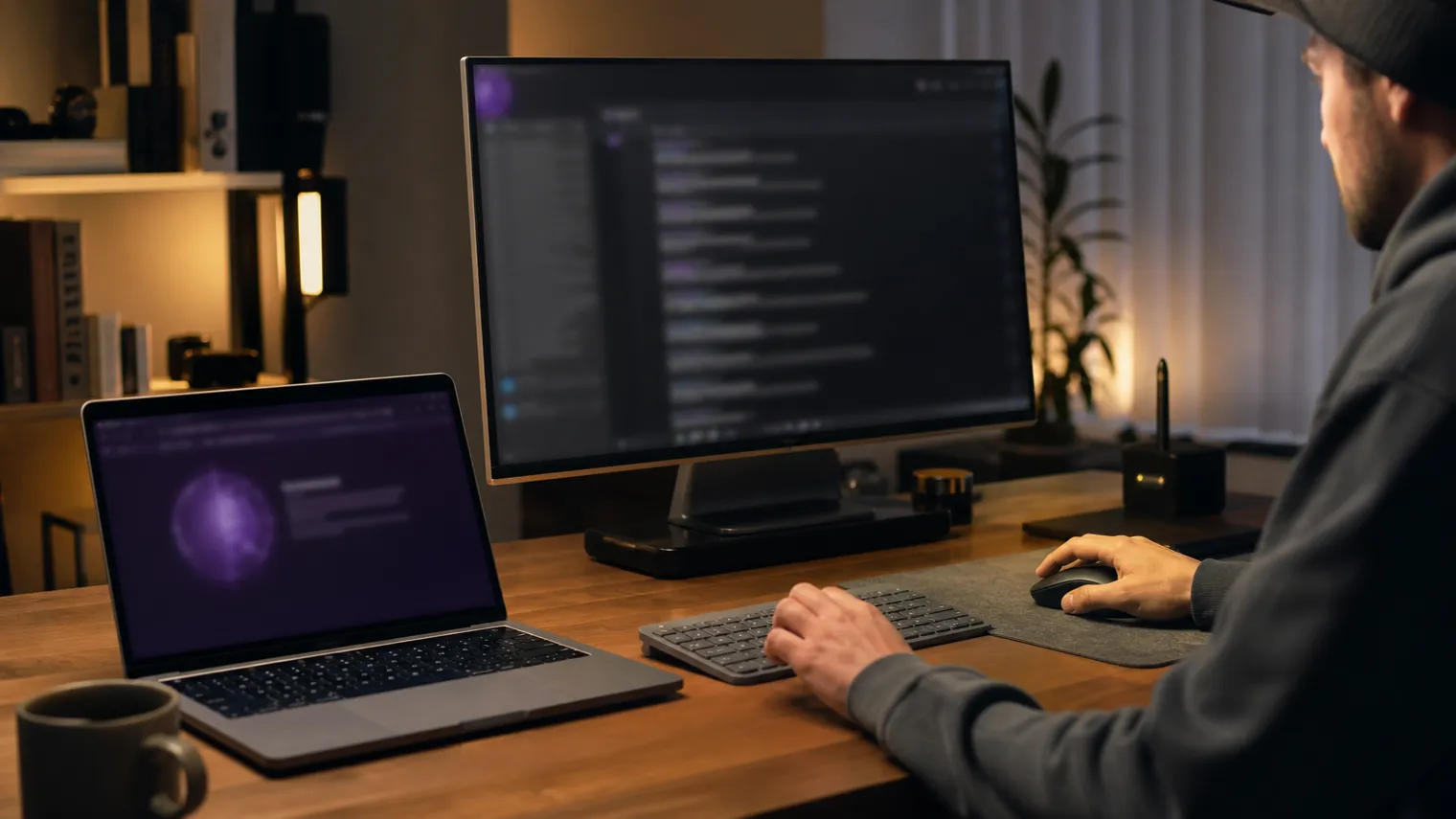 A user engages with the Excavator Tor link on a laptop in a modern workspace.